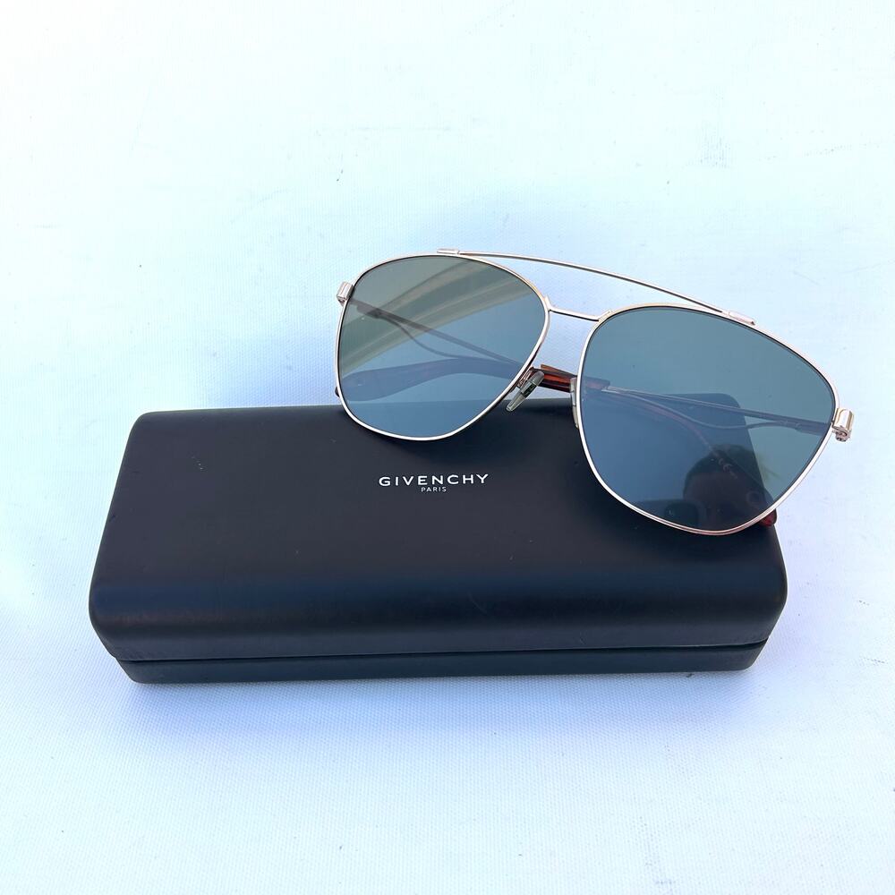 Givenchy Aviator Sunglasses Designer Authentic Brown Gold Chic Luxury Case